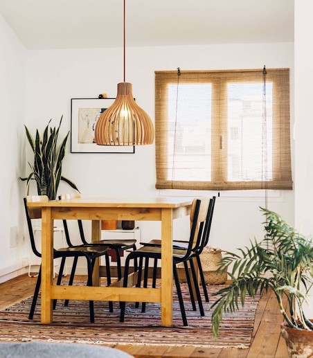 Lámpara techo madera colgante Magnolia Ø35 - Ineslam
