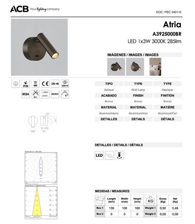 Aplique Atria 3w - ACB