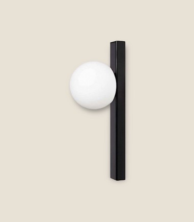 Aplique de pared MB4002-BK Ineslam negro con tulipa globo blanca G9