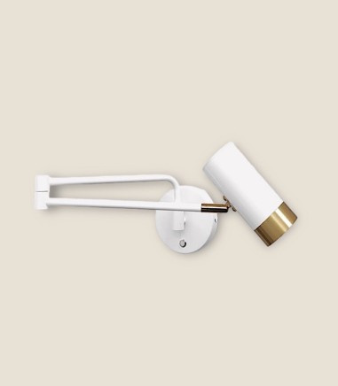 Aplique de pared dormitorio  blanco-dorado articulado MB6115-WH - Ineslam