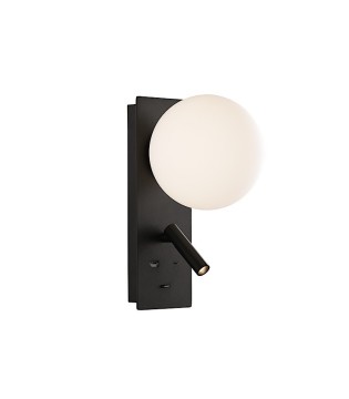 Aplique de pared KIN LED lector negro 8W+3W - ACB