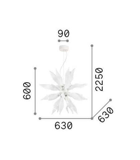 Dimensiones Lámpara de techo colgante LEAVES SP8 blanco de Ideal Lux