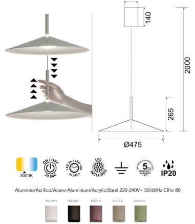 Lámpara colgante LED Calice 16W Ø47.5...