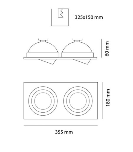 Empotrable Helium AR111 2L aluminio 325