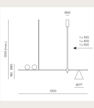 Dimensiones Lámpara de techo Crane C1241 - Aromas