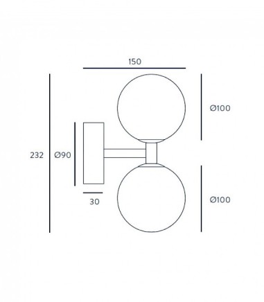 Dimensiones Aplique de pared Dalt A1280 - Aromas