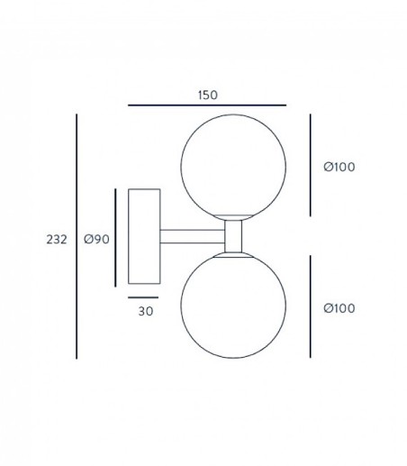 Dimensiones Aplique de pared Dalt A1280 - Aromas