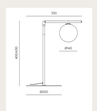 Dimensiones Lámpara de mesa Endo S1156 - Aromas del Campo
