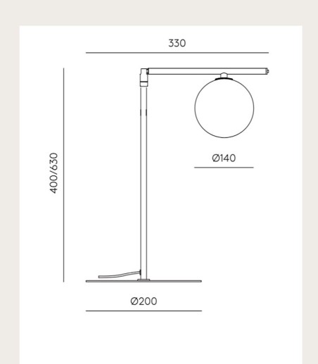 Dimensiones Lámpara de mesa Endo S1156 - Aromas del Campo