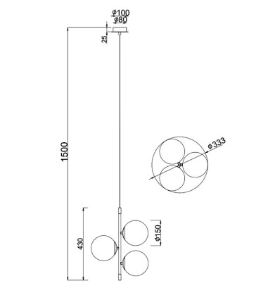 Dimensiones Lámpara de techo Nostalgia 3 luces - Maytoni