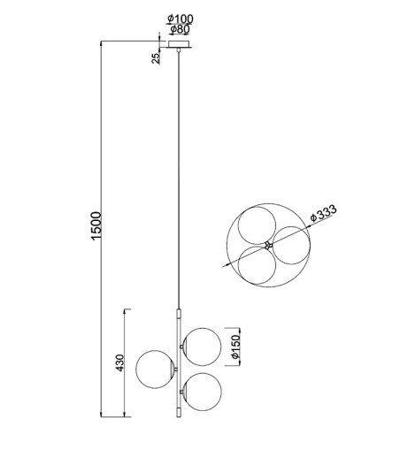 Dimensiones Lámpara de techo Nostalgia 3 luces - Maytoni