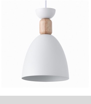 Lámpara de techo lineal 3 pantallas blanco/madera 2
