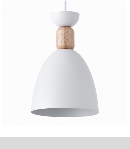 detalle Lámpara de techo lineal 3 pantallas blanco/madera
