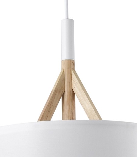 Detalle Lámpara de techo nórdica con pantalla blanca y madera