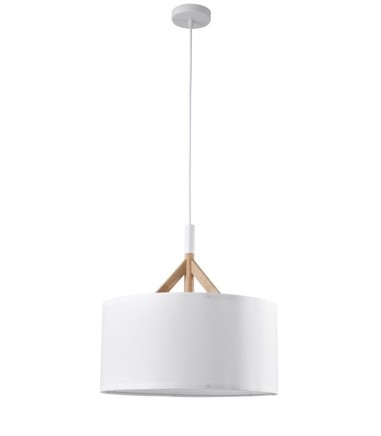 Lámpara de techo nórdica con pantalla blanca 40 cm y madera