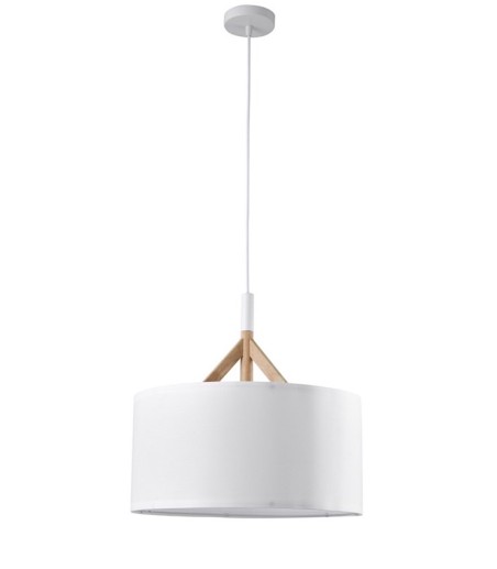Lámpara de techo nórdica con pantalla blanca 40 cm y madera