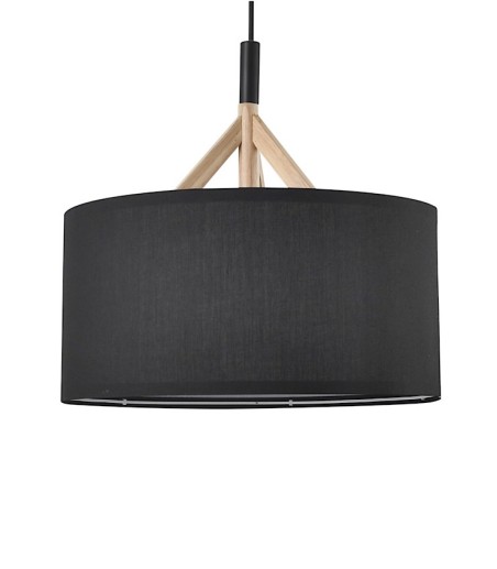Detalle Lámpara de techo nórdica pantalla negra 40 cm y madera