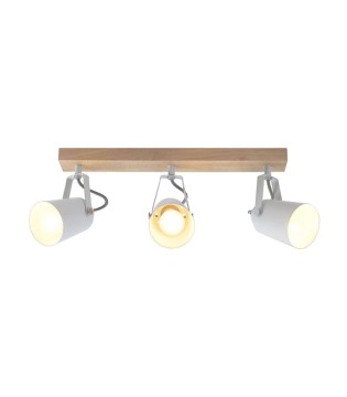 Regleta Dera 3 focos blanco-madera - Cristalrecord