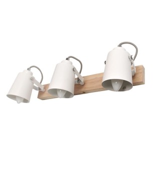 Regleta Dera 3 focos blanco-madera - Cristalrecord 2