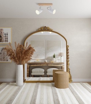 Regleta 2 focos Dera E14 blanco-madera - Cristalrecord 2