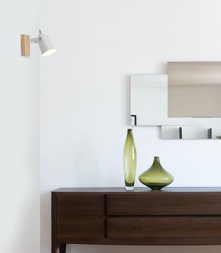 Foco Dera E14 blanco-madera - Cristalrecord 2