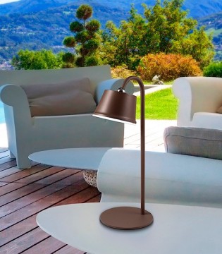 Lámpara de mesa sin cables recargable CUCO led corten IP54 - Schuller