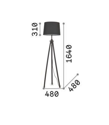 Dimensiones Lámpara de pie YORK PT1 negro - Ideal Lux