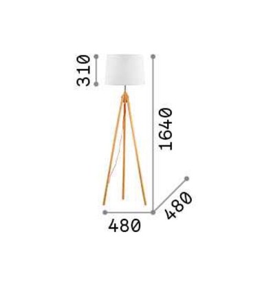 Dimensiones Lámpara de pie YORK PT1 madera de Ideal Lux
