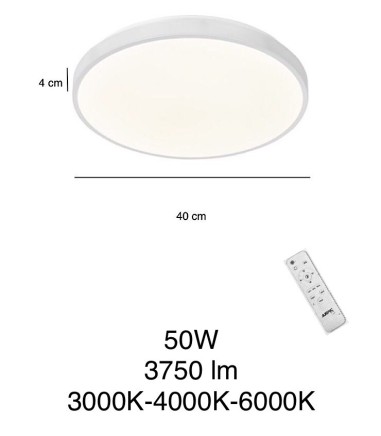 Características Plafón de techo LED Ova 40 con mando 10277 - Jueric