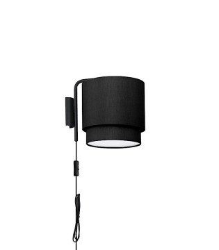Aplique pared con enchufe y pantalla negra MB4531-BK - Ineslam