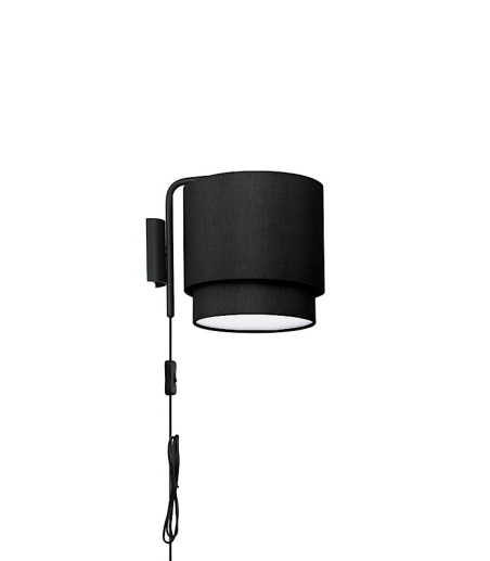 Aplique pared con enchufe y pantalla negra MB4531-BK - Ineslam