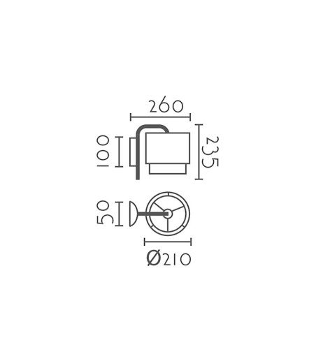 Dimensiones Aplique pared con enchufe y pantalla blanca MB4531-WH