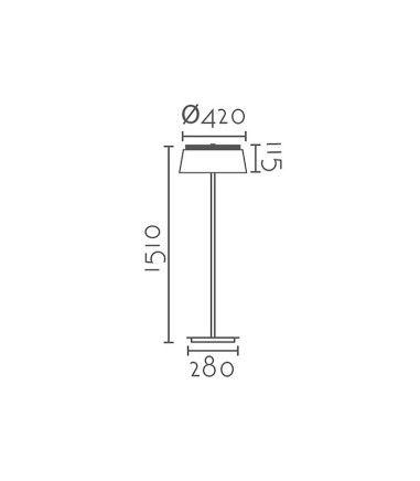 Dimensiones: Lámpara de pie con pantalla terciopelo gris ML2535-GT - Ineslam