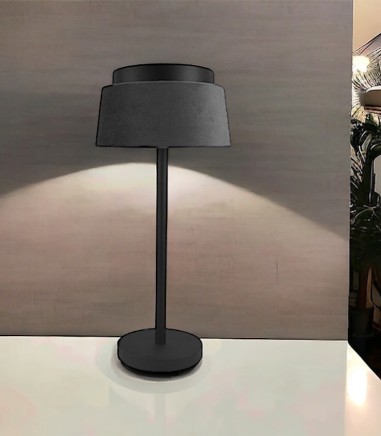 Lámpara de sobremesa pantalla terciopelo gris MT2532-GT - Ineslam