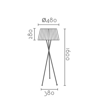 Dimensiones de Lámpara de pie blanca con pantalla beige ML2117-WH -Ineslam