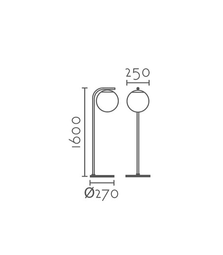 Dimensiones de la lámpara de pie Bola ML3203-GD - Ineslam