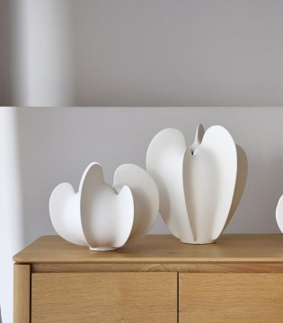 Jarrón cerámica CORAL blanco alto - VP Interiorismo 2