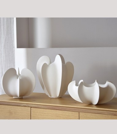 Jarrón cerámica CORAL blanco alto - VP Interiorismo