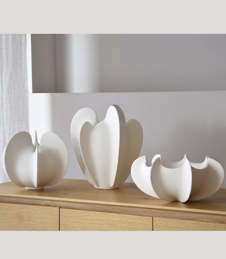 Jarrón cerámica CORAL blanco alto - VP Interiorismo