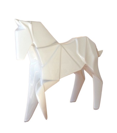 Figura decorativa moderna de caballo blanco grande - VP Interiorismo