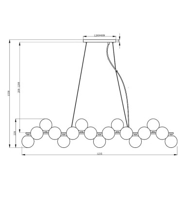 Dimensiones de Lámpara de techo lineal Dallas oro 25 luces - Maytoni