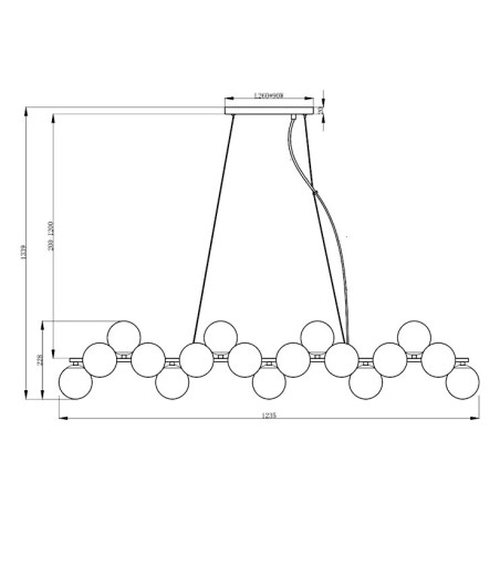 Dimensiones de Lámpara de techo lineal Dallas oro 25 luces - Maytoni