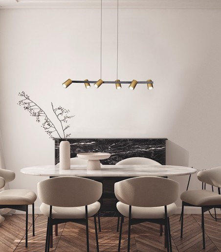 Lámpara de techo Sal 6 luces oro/negro 8486 - Mantra