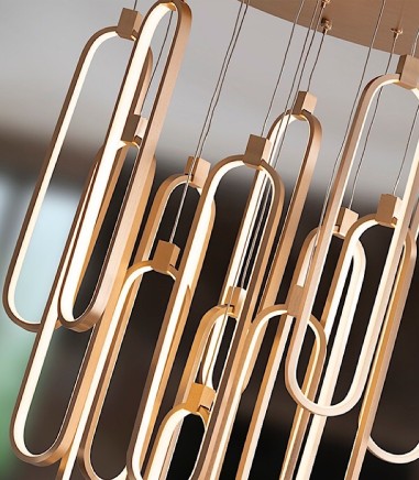 Detalle Lámpara de techo Colette 14 luces oro rosa - Schuller