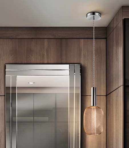 Imagen de ambiente Lámpara colgante Micrón 1 luz cromo/oro 5W - Schuller