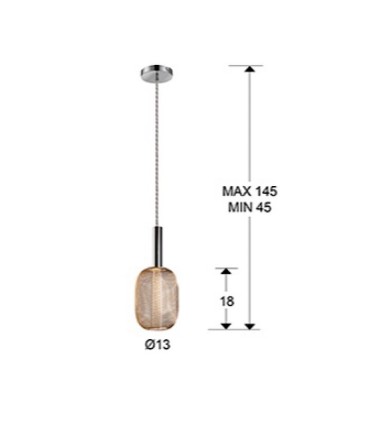 Dimensiones Detalle tulipa Lámpara colgante Micrón 1 luz cromo/oro 5W - Schuller