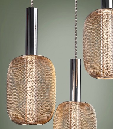 detalle Lámpara de techo Micrón 3L cromo/oro 15W - Schuller