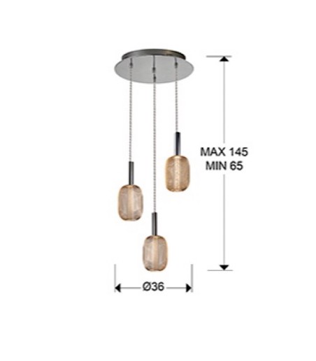 Lámpara techo Micrón 3L cromo/oro 15W - Schuller