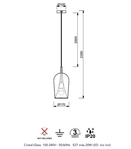 Dimensiones colgante Elsa 8257 - Mantra