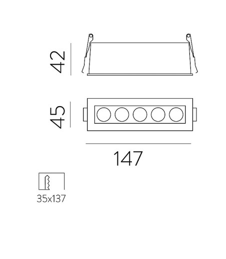 Foco empotrable LED INVISIBLE lineal 12W-24W - ACB